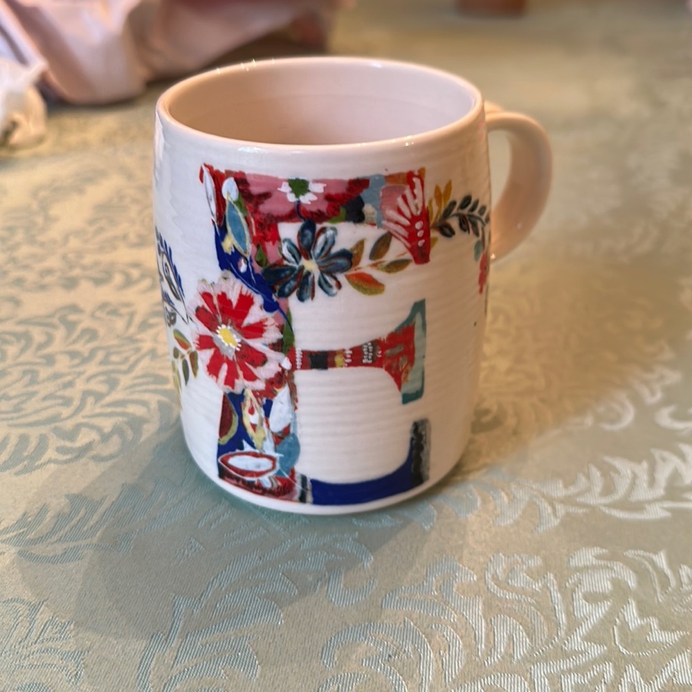 Anthropologie Starla M Halfmann Mug E Monogram